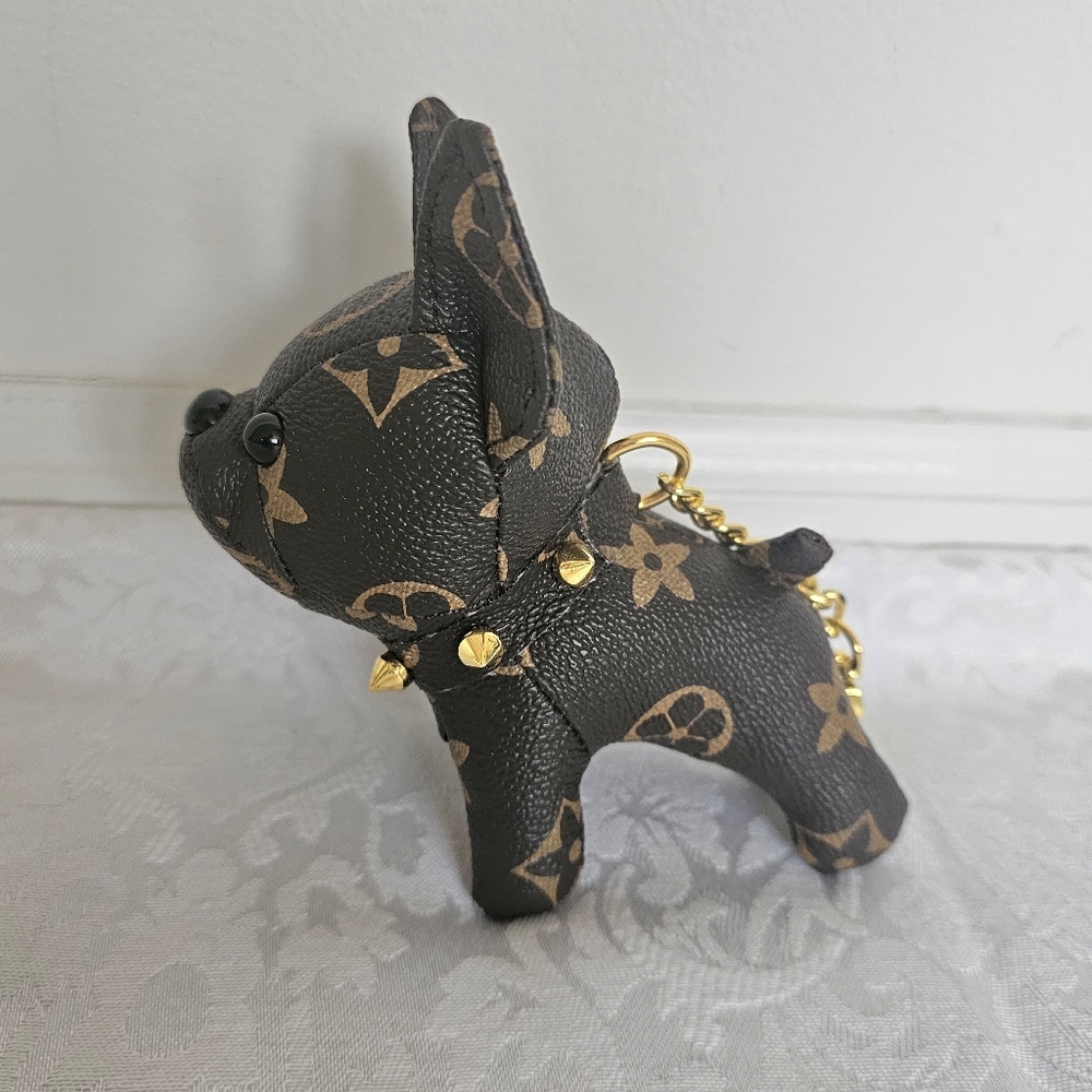Brown Monogram Bulldog Keychain